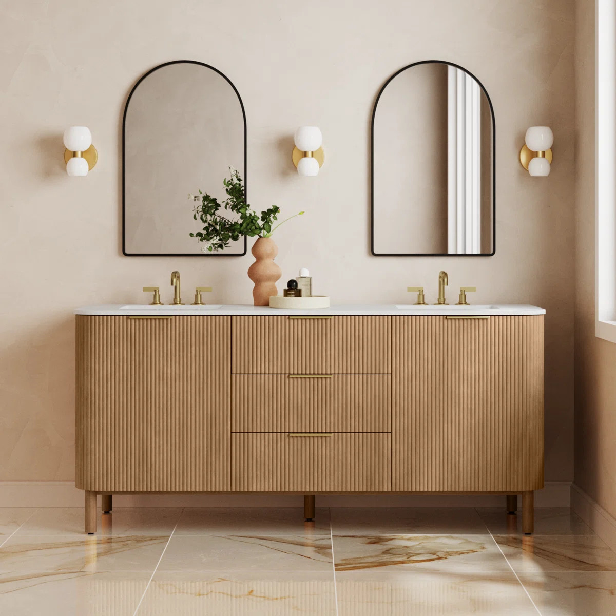 Nova 72" Marble Top Double Sink Bathroom Vanity | Joss & Main