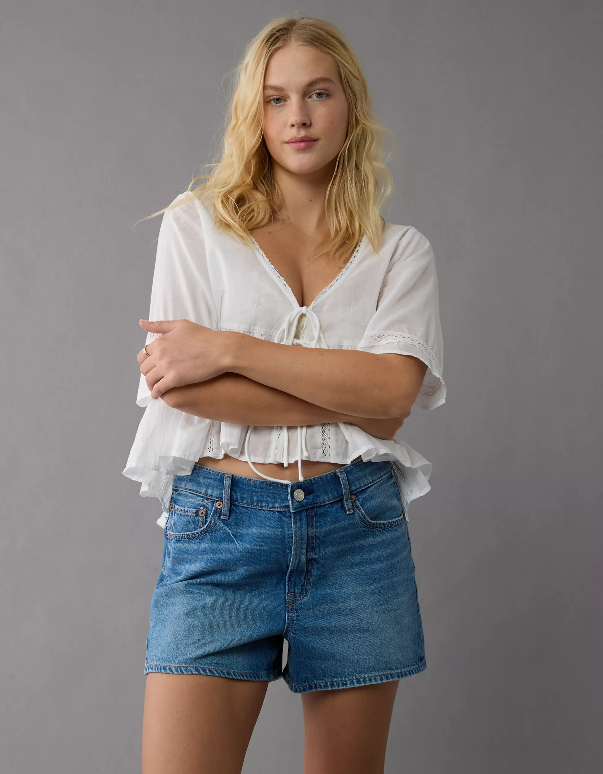 AE Strigid Super High-Waisted Relaxed Denim Short | American Eagle Outfitters (US & CA)
