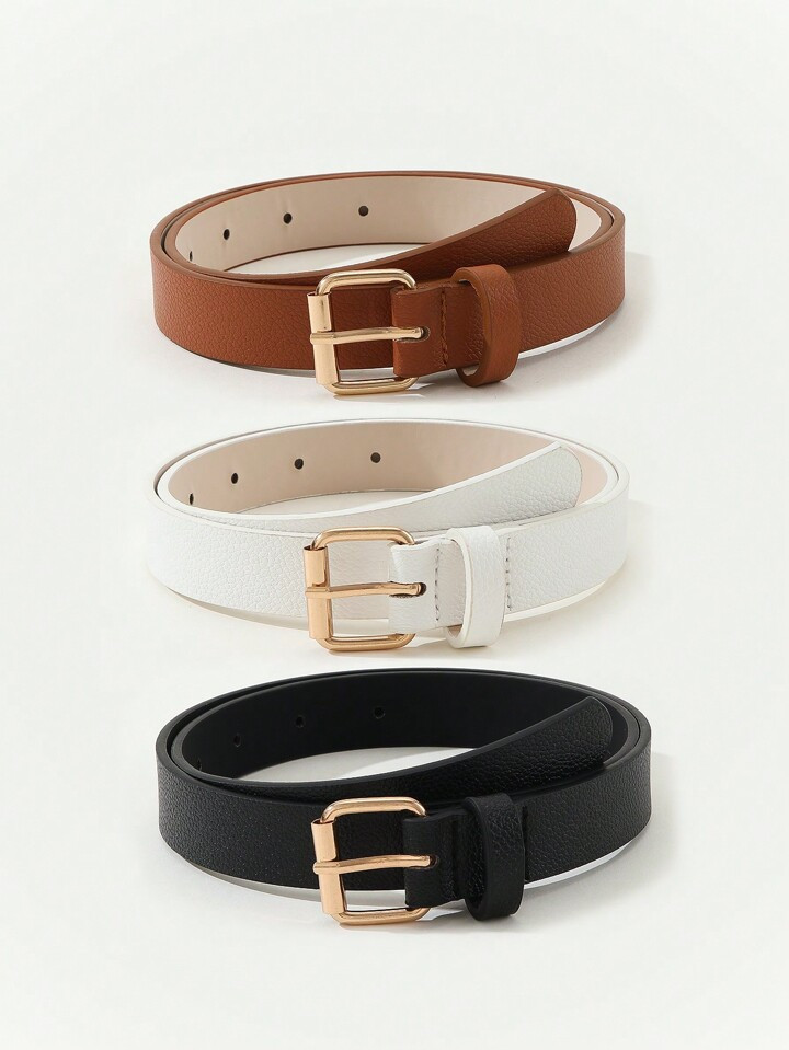 3pcs/Set Women's Casual Buckle Belt, Suitable For Daily Wear, Work Attire, Dress Or Jeans | SHEIN