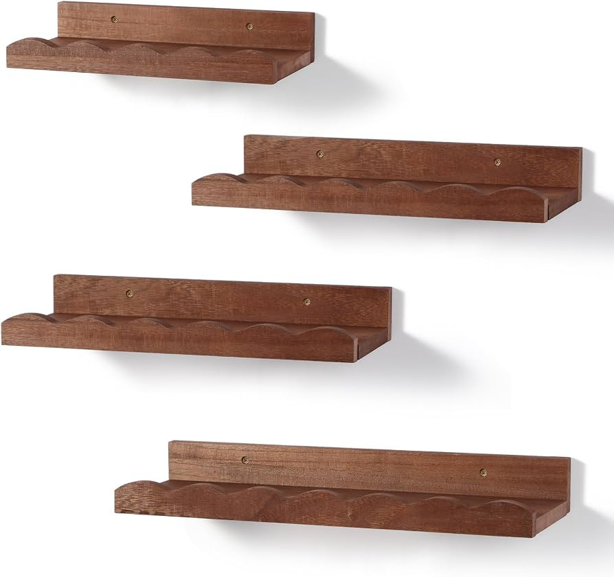 Suzile Set of 4 Floating Nursery Book Shelves for Wall Wood Floating Bookshelves Picture Small Le... | Amazon (US)