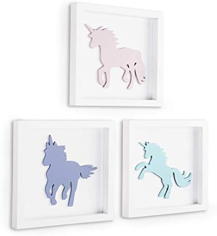 TideAndTales Unicorn Wall Decor, 3D Framed Girls Room Decor, Unicorn Bedroom Decor for Girls, Pas... | Amazon (US)