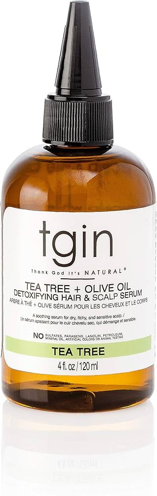 tgin Tea Tree + Olive Oil Detoxifying Dry Itchy Hair And Scalp Serum - Natural Hair - Scalp Oil -... | Amazon (US)