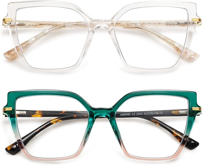 AMOMOMA Trendy Square Blue Light Blocking Reading Glasses for Women Women's Readers Spring Hinge ... | Amazon (US)