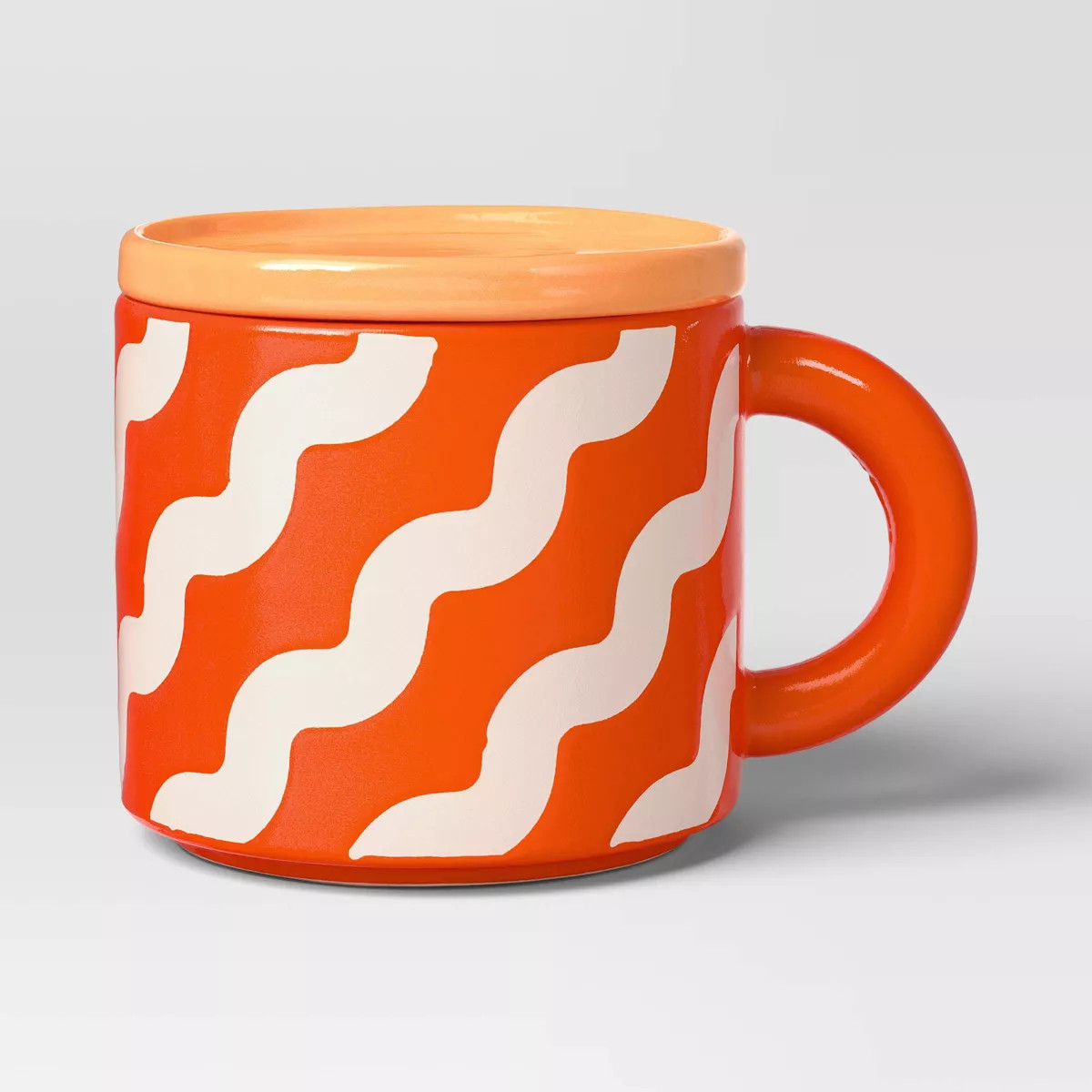 17 fl oz Stoneware Squiggly Print Lidded Mug - Room Essentials™ | Target