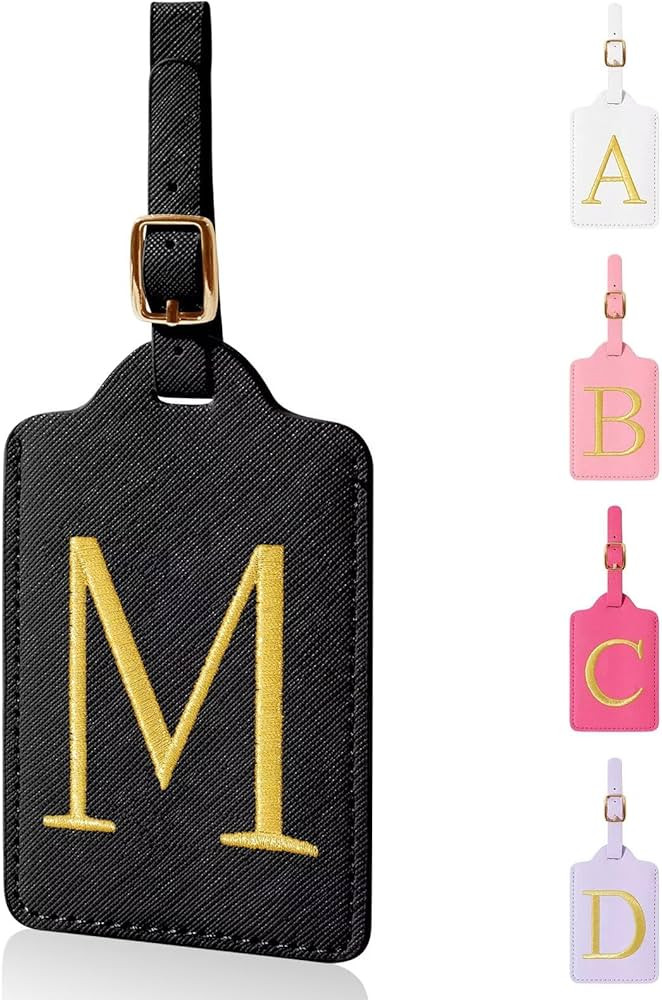 Personalized Initial Luggage Tags for Suitcases,Leather Letter Cute Luggage Tags with Privacy Nam... | Amazon (US)