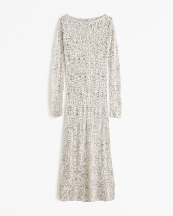 Long-Sleeve Crochet-Style Maxi Dress Coverup | Abercrombie & Fitch (US)