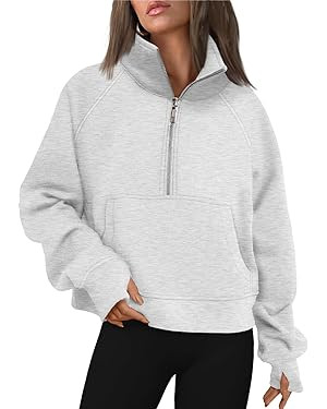 AUTOMET Womens Sweatshirts Half Zip Cropped Pullover Fleece Quarter Zipper Hoodies 2025 Fall Fash... | Amazon (US)