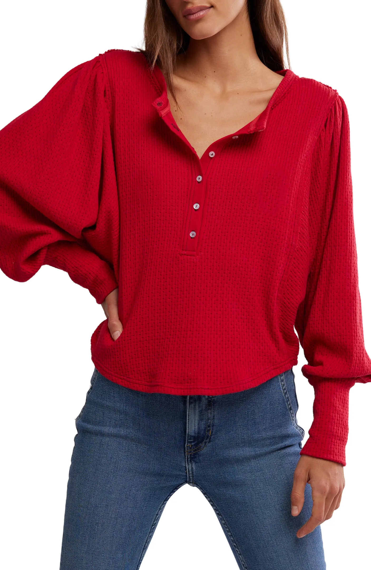 Free People Quinn Rib Henley Top | Nordstrom | Nordstrom