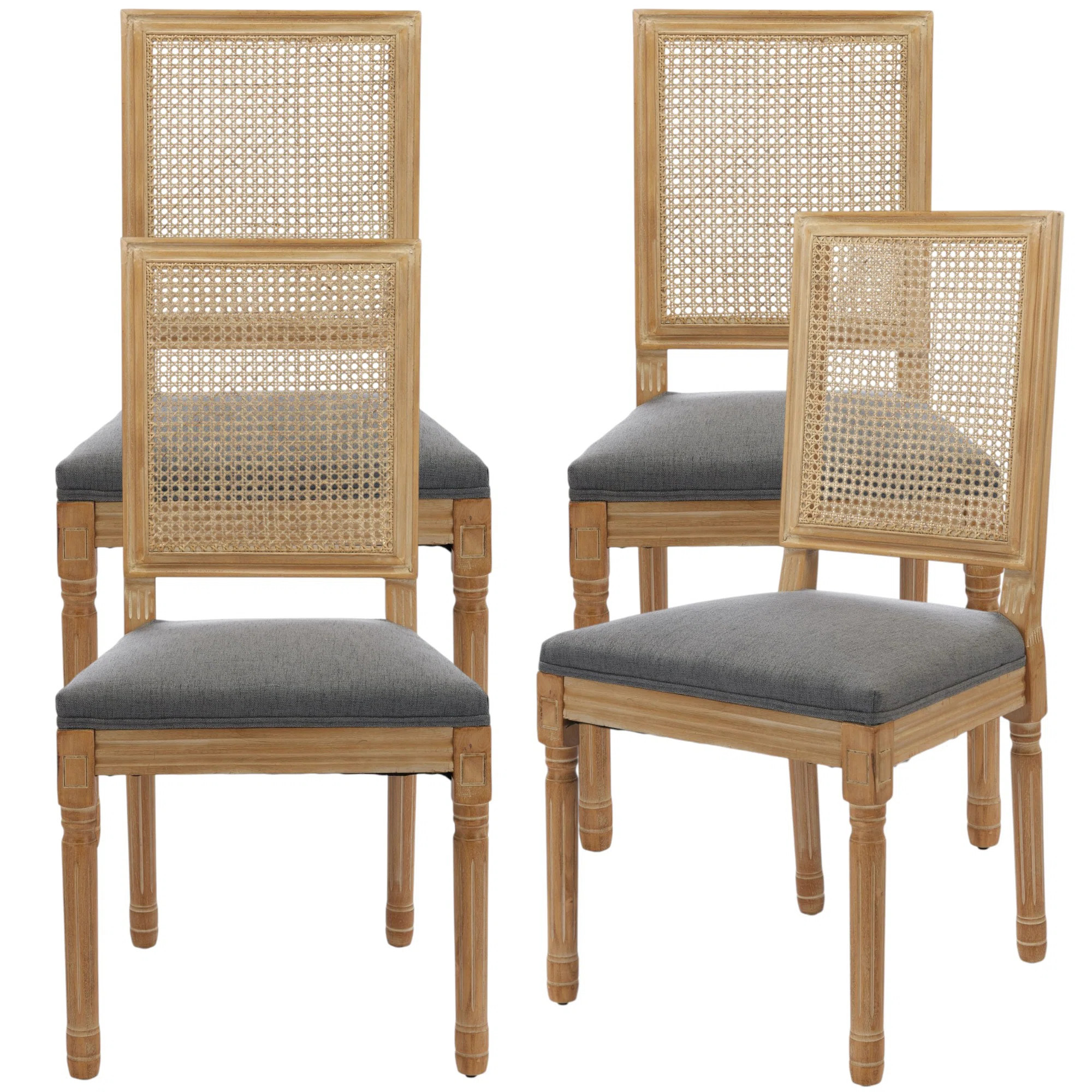 French Country Style Dining Chairs, Louis Dining Chairs With Square Rattan Backrest And Exquisite... | Wayfair North America
