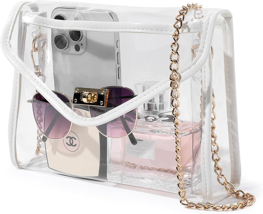 Clear Purse for Women Stadium Approved, Clear Crossbody Bag with Leather Edging for Concert Sport... | Amazon (US)