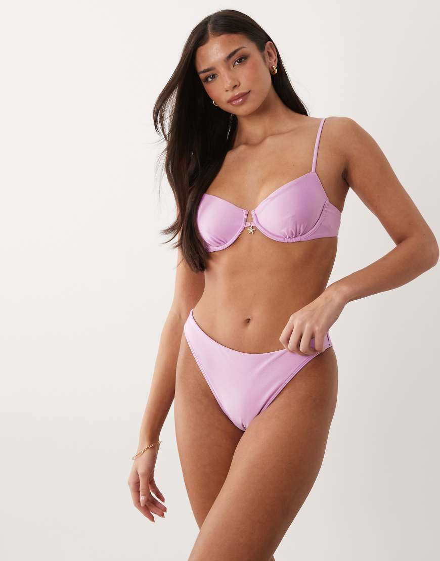 Abercrombie & Fitch mid rise bikini bottom in lilac, part of a set-Purple | ASOS (Global)