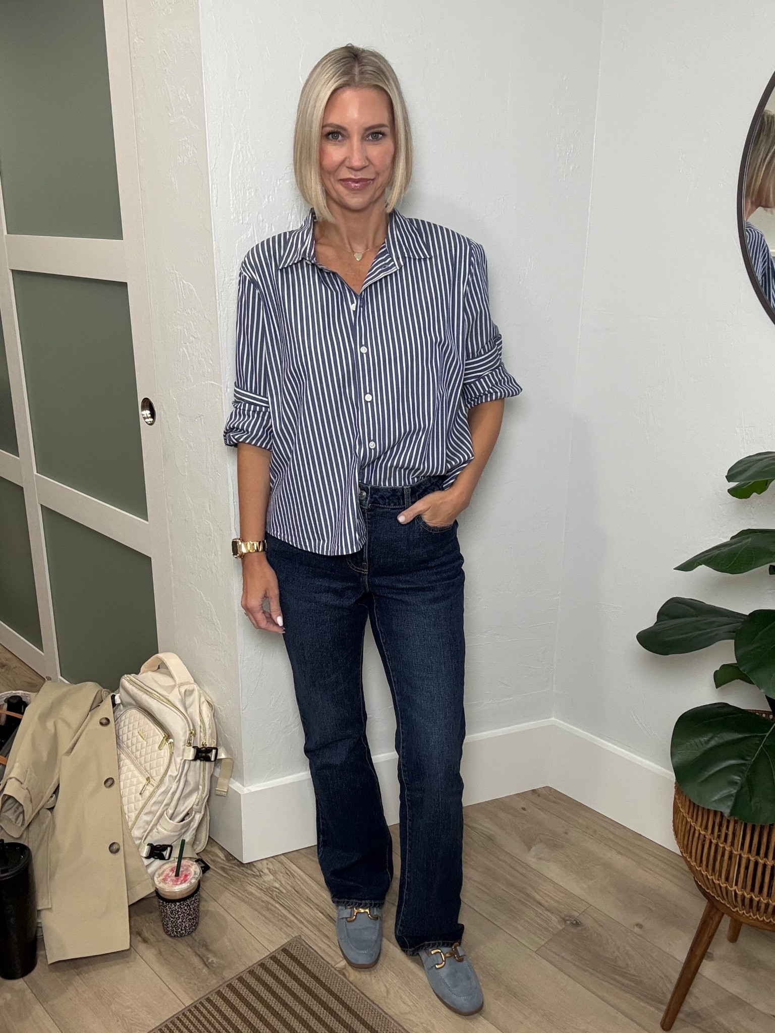 This is such a classic and chic look. 

My button up is from J.Crew Factory. It is a large but I don’t mind the slouchy look. I used my stitch gun to tack the collar down. 
My jeans are from Free Adsembly found at Walmart. I definitely recommend sizing down 1.
My blue suede loafers are also from Walmart! They’re super comfortable and fit tts. 

#LTKOver40 #LTKgrwm #LTKootd