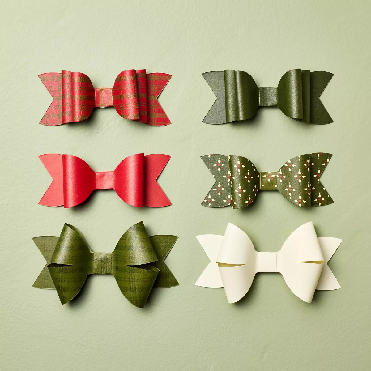Printed Paper Bow Christmas Gift Topper Tags (Set of 6) - Hearth & Hand™ with Magnolia | Target