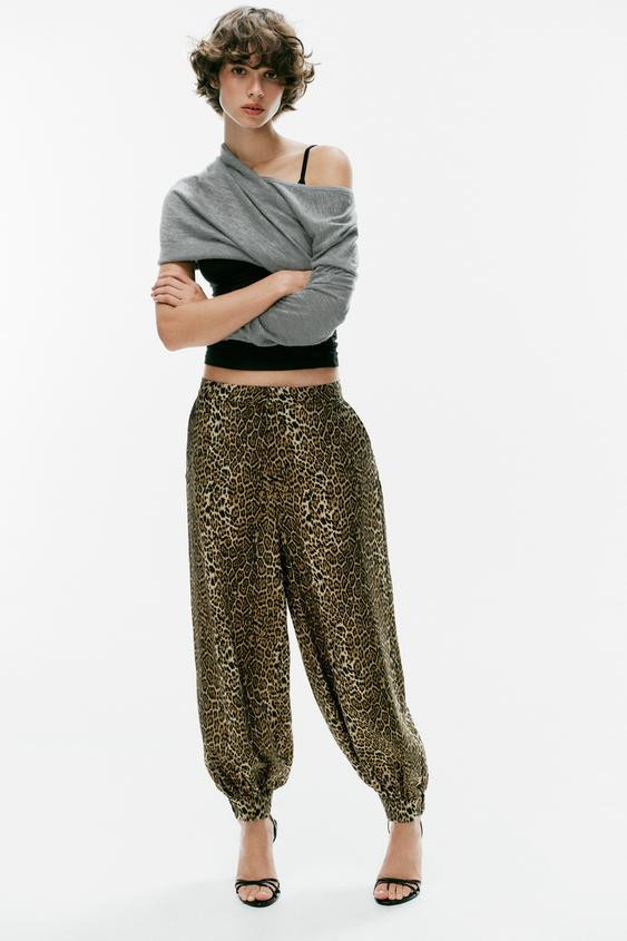 Zara - Satin Sarouel Trousers - Oil - M - Woman | Zara UK