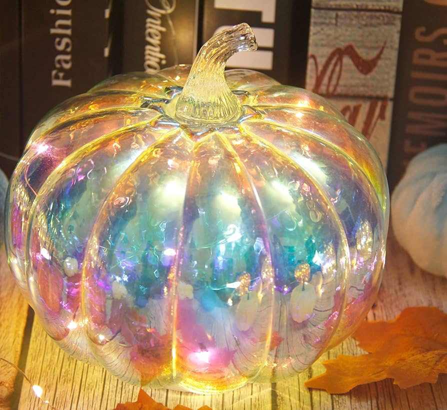 Mercury Glass Pumpkin Light with Timer, with 10 Fairy Lights Inside,Battery Operated Led Pumpkin ... | Amazon (US)