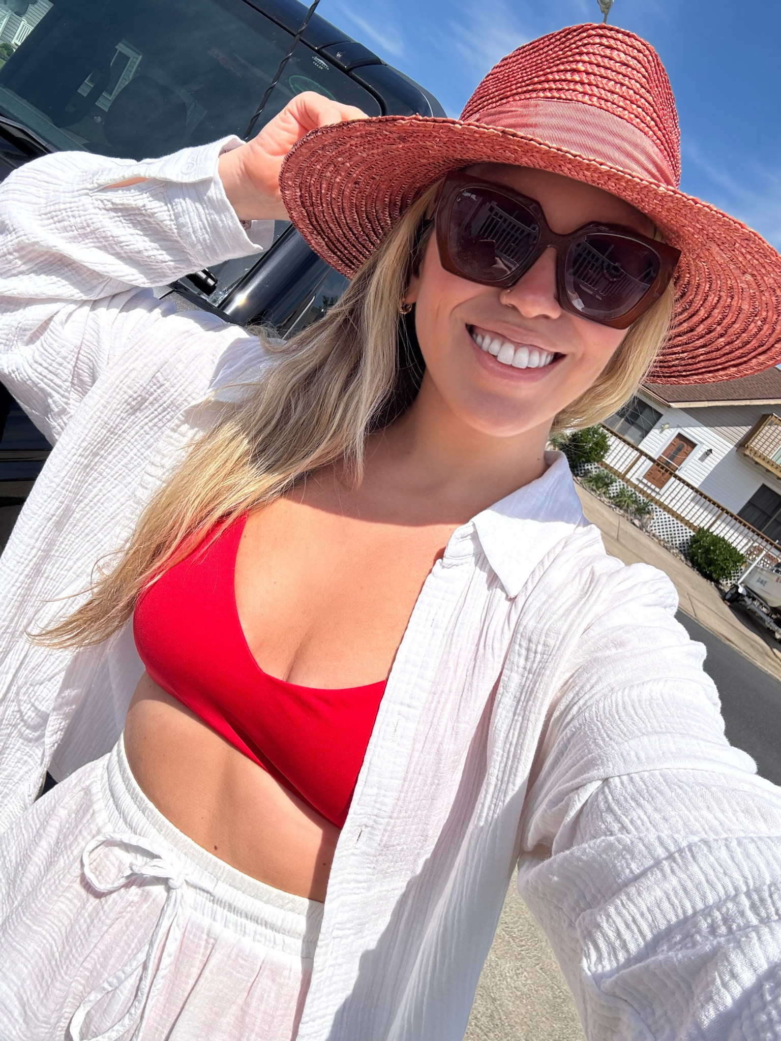 labor day weekend beach outfit. wearing a large in the shorts set. large swimsuit top & xl swimsuit bottom. summer vacation outfits.

#LTKootd #LTKMidsize #LTKSwim