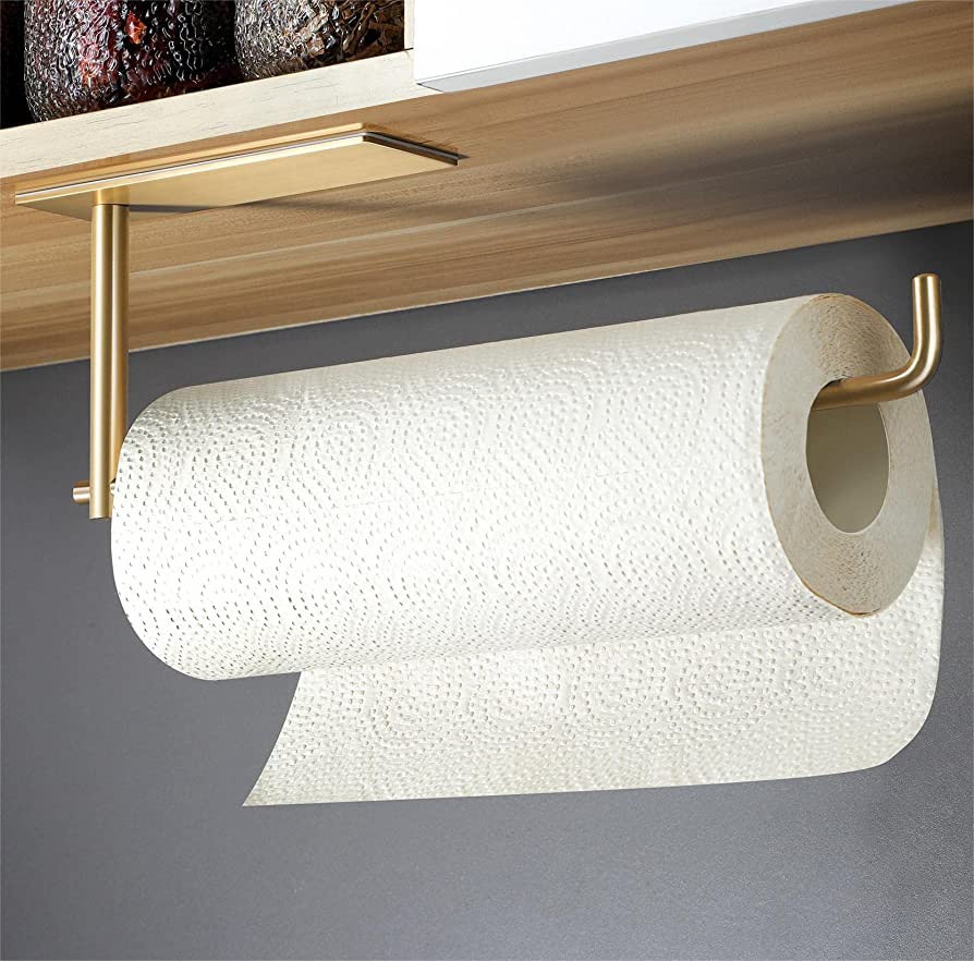SUNTECH Paper Towel Holder Under Cabinet Gold - Self Adhesive Paper Towel Roll Holder for Kitchen... | Amazon (US)