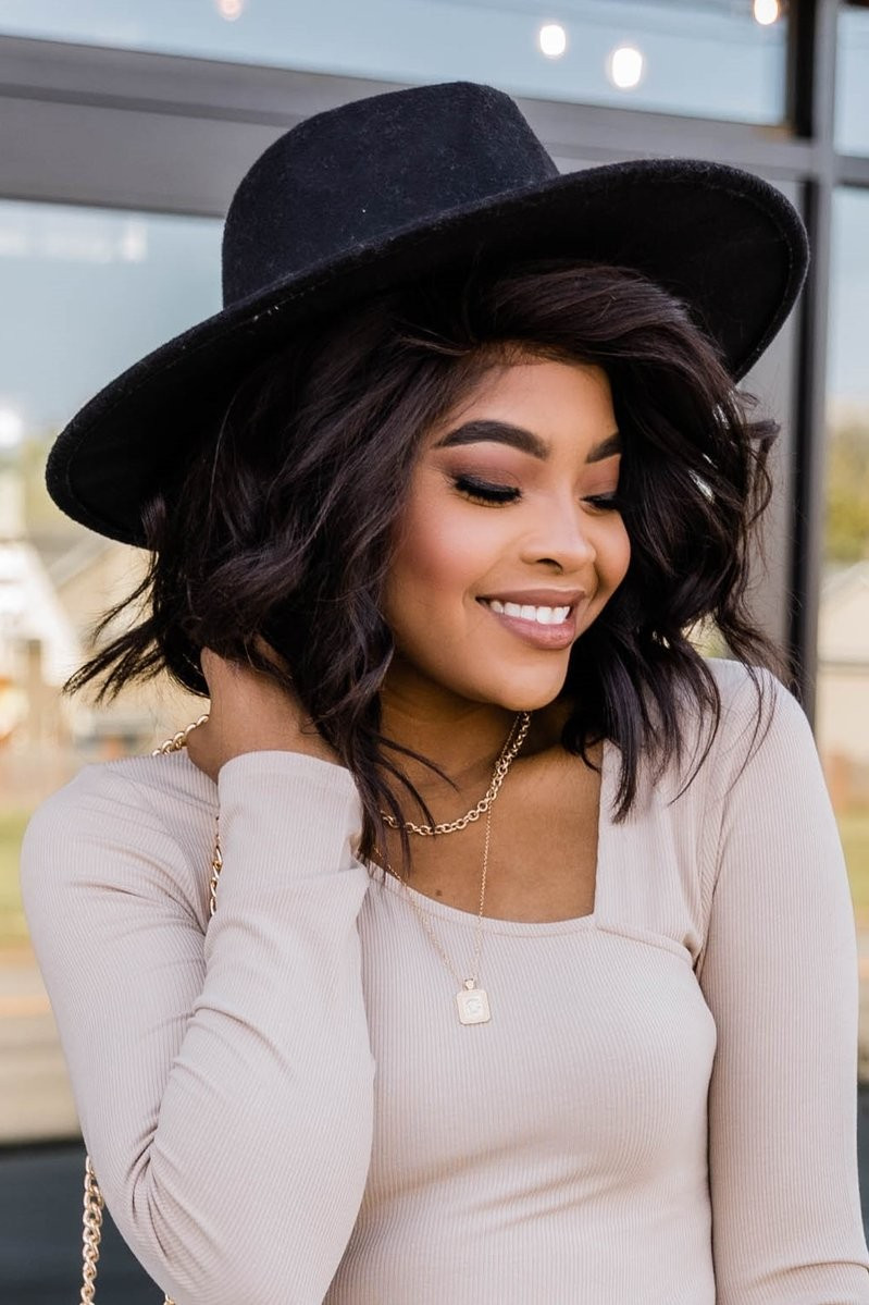 For Next Time Black Wide Brim Fedora Hat | The Pink Lily Boutique