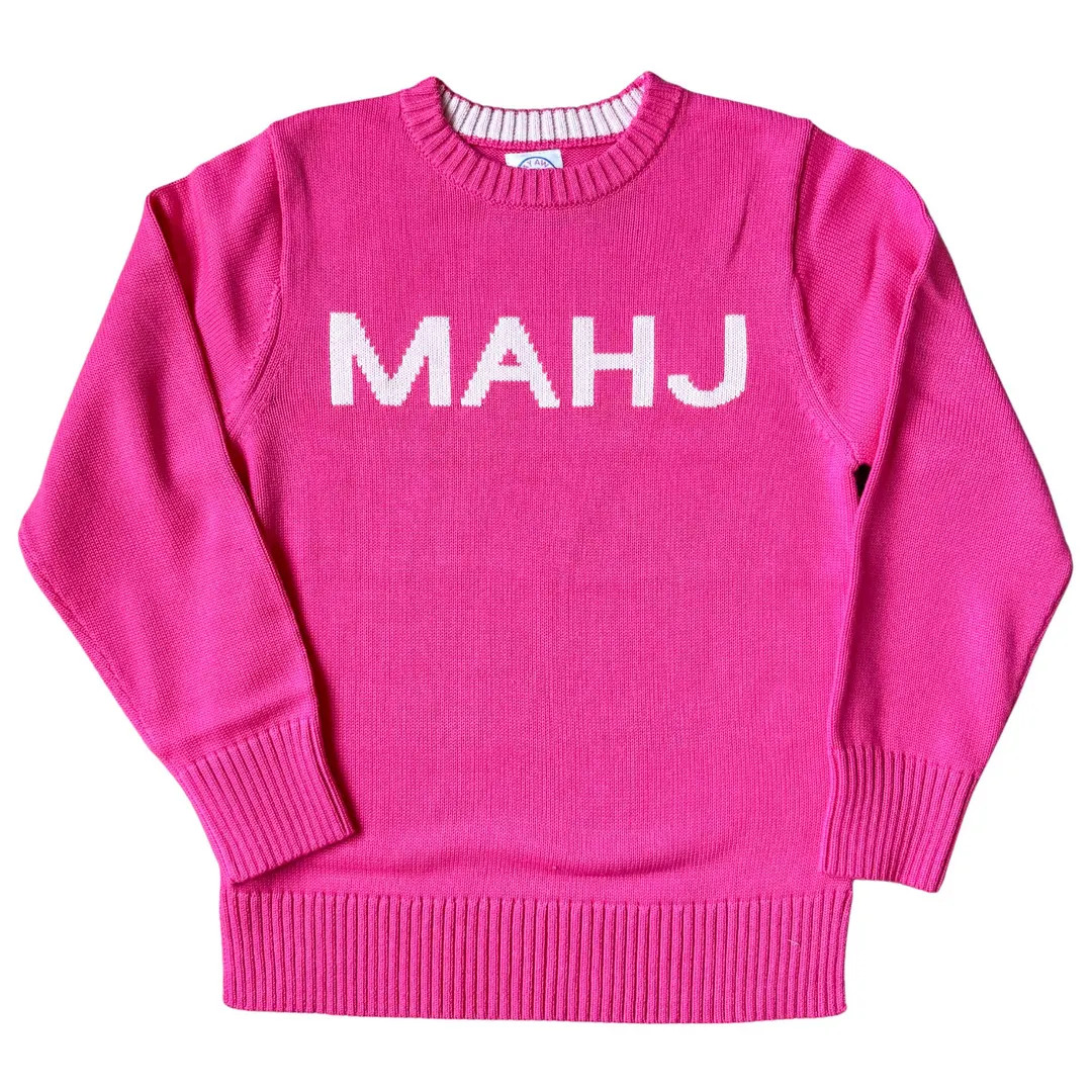 MAHJ Knit Block Letter Sweater - Perfect Mahjong Lover/ Teacher Gift Hot Pink and Blush Grand Mil... | Etsy (US)