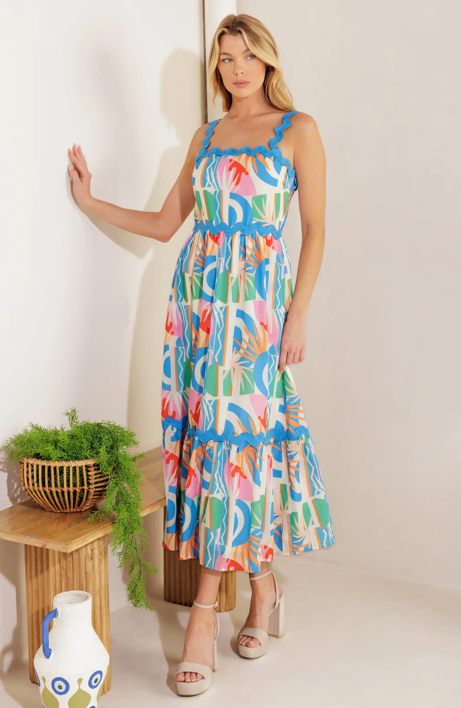 FLYING TOMATO Abstract Print Tiered Maxi Dress | Nordstromrack | Nordstrom Rack