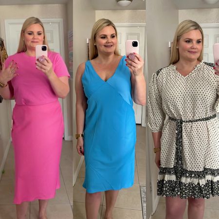 Target new Spring finds! Bright colors, silk skirt and slip dress. Size down at least one size in the skirt. Blue dress fits TTS. Black and white dress fits big, size down- I’m wearing the medium  

#LTKcurves #LTKSeasonal #LTKunder50
