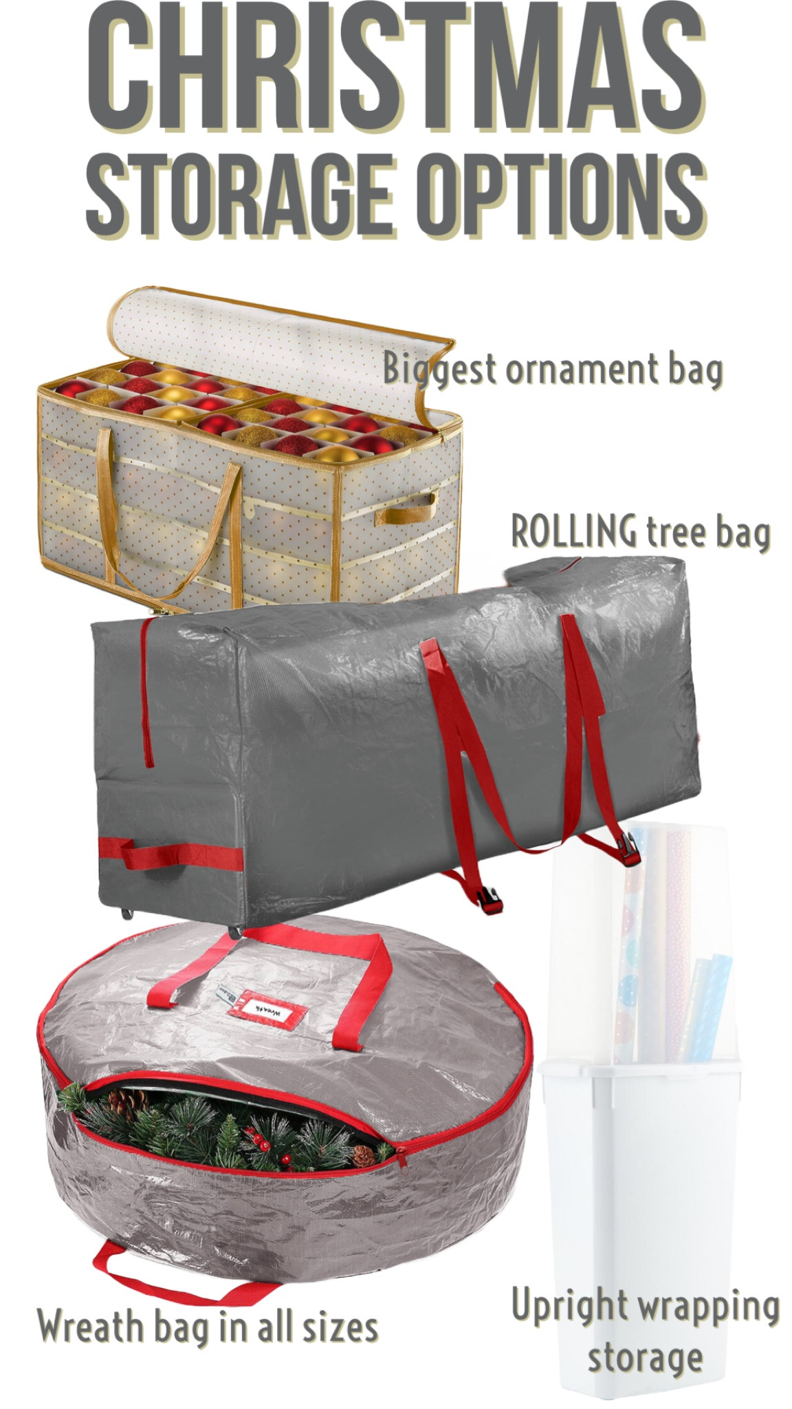 Everything I see to store Christmas things away