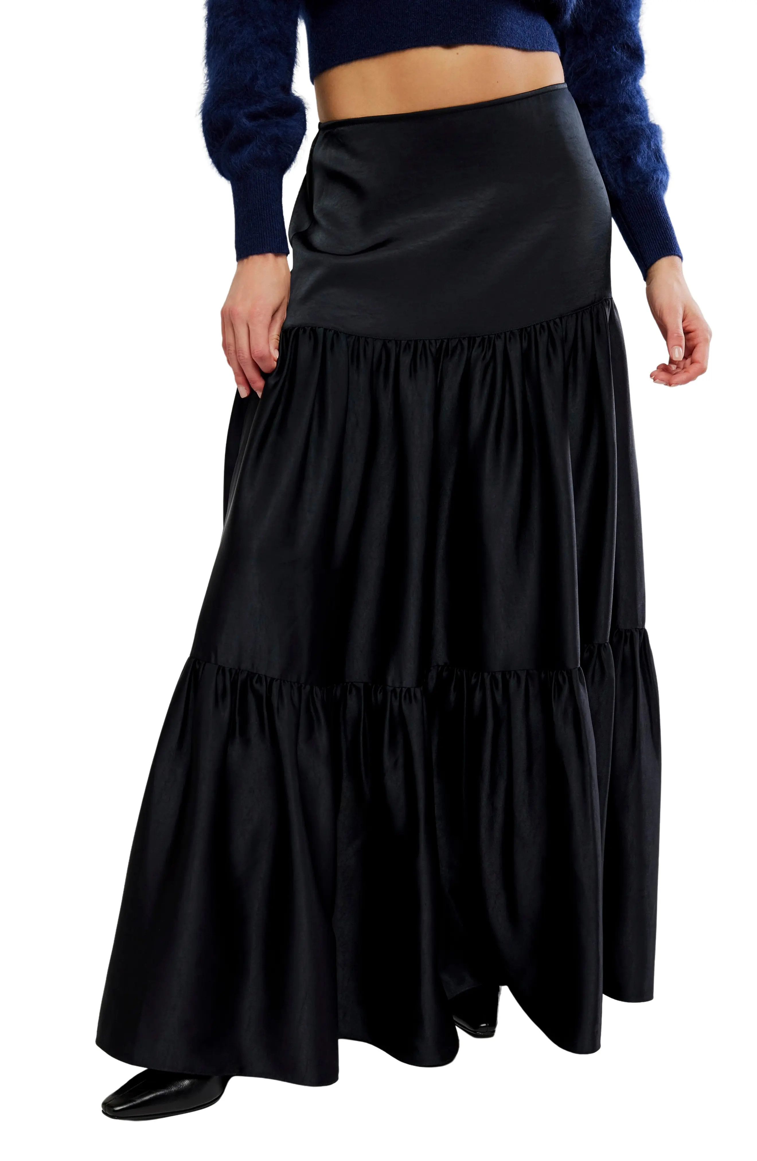 Free People Juliette Satin Tiered Maxi Skirt (Women) | Nordstrom | Nordstrom
