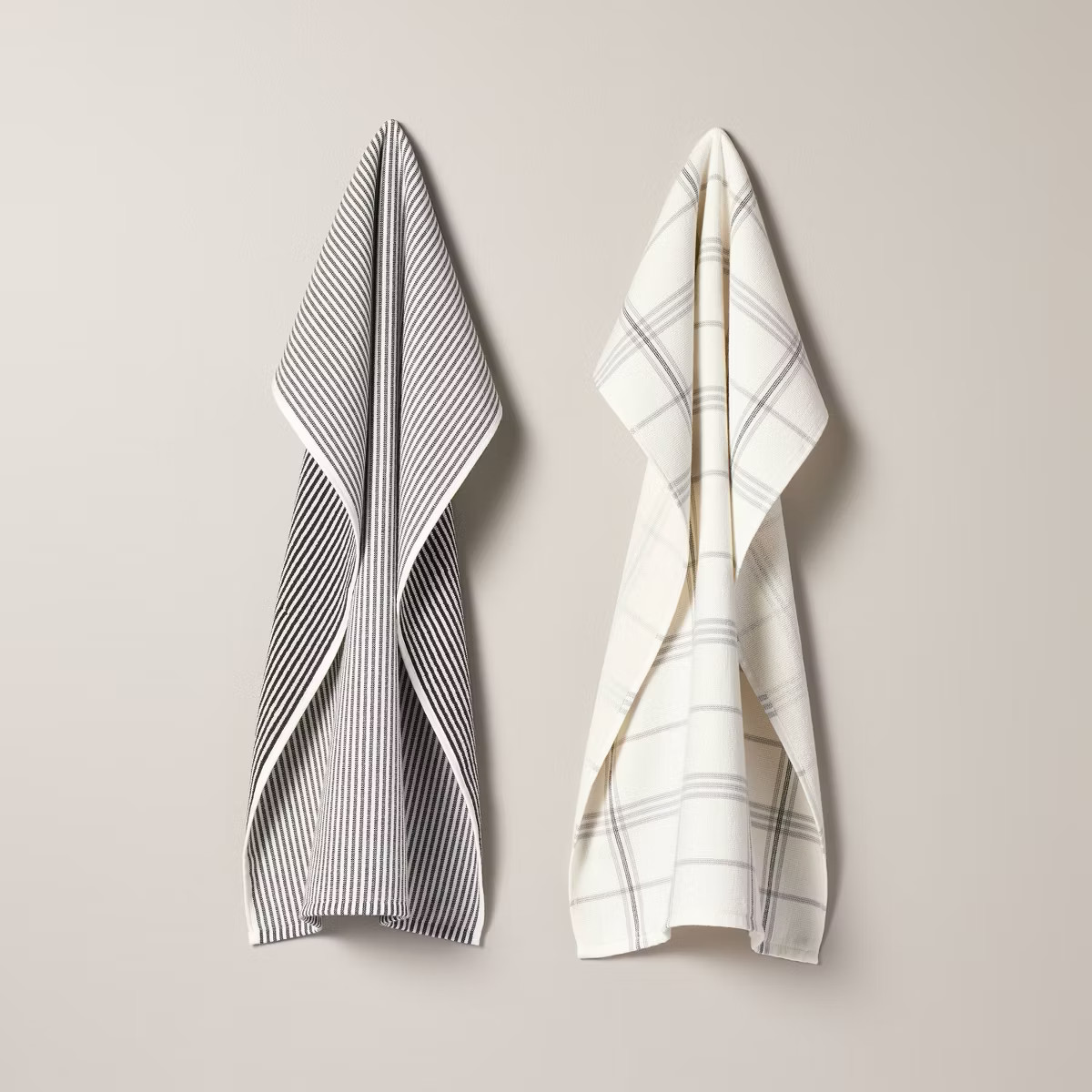 2ct Plaid & Stripe Terry Kitchen Towels Gray/Cream - Hearth & Hand™ with Magnolia: Cotton-Blend... | Target