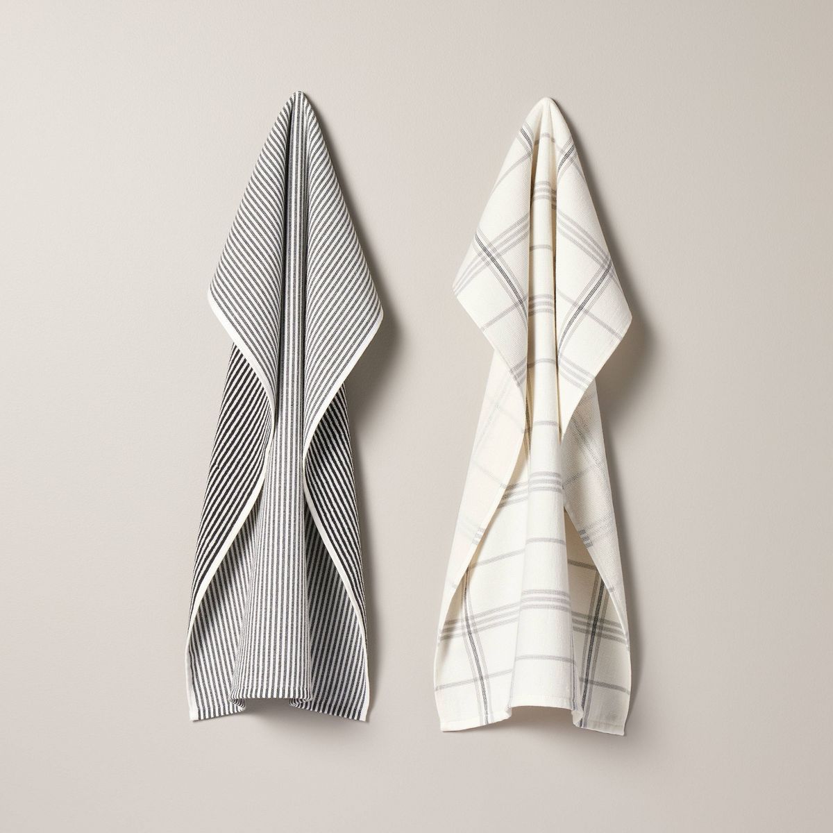 2ct Plaid & Stripe Terry Kitchen Towels Gray/Cream - Hearth & Hand™ with Magnolia | Target