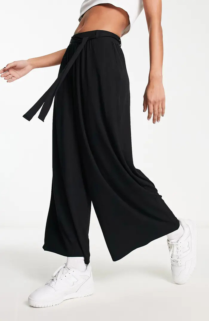 Tie Waist Ankle Wide Leg Trousers | Nordstrom