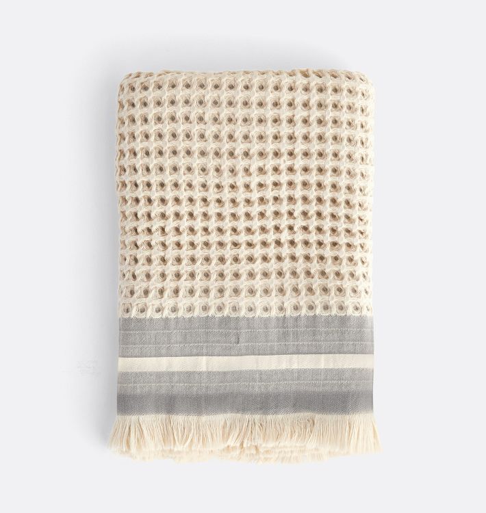 Waffle Knit Stripe Organic Cotton Towels | Rejuvenation