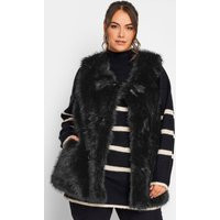 Yours Bodywarmer Van Imitatiebont In Zwart, Dames Curve & Grote Maten Kleding, Yours | Yours Clothing NL