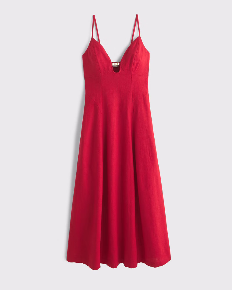 Beaded Flowy Midi Dress | Abercrombie & Fitch (US)