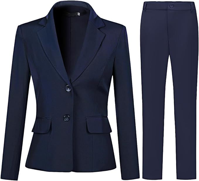 YUNCLOS Women’s Formal Two Piece Office Lady Suit Set Work Blazer Jacket Pant | Amazon (US)