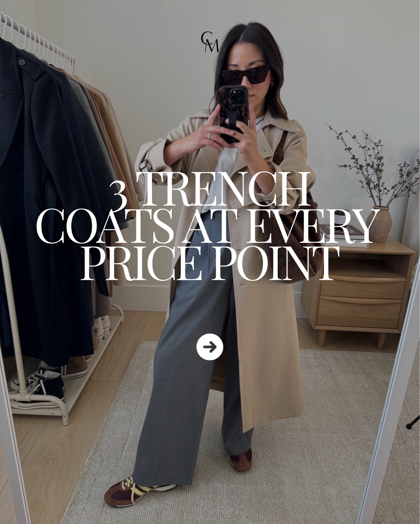 3 trench coats at every price point. the Oak + Fort oversized trench coat has been a favorite for years. perfect weight, drape & color 👏🏼runs big- size down. i have the xxs.