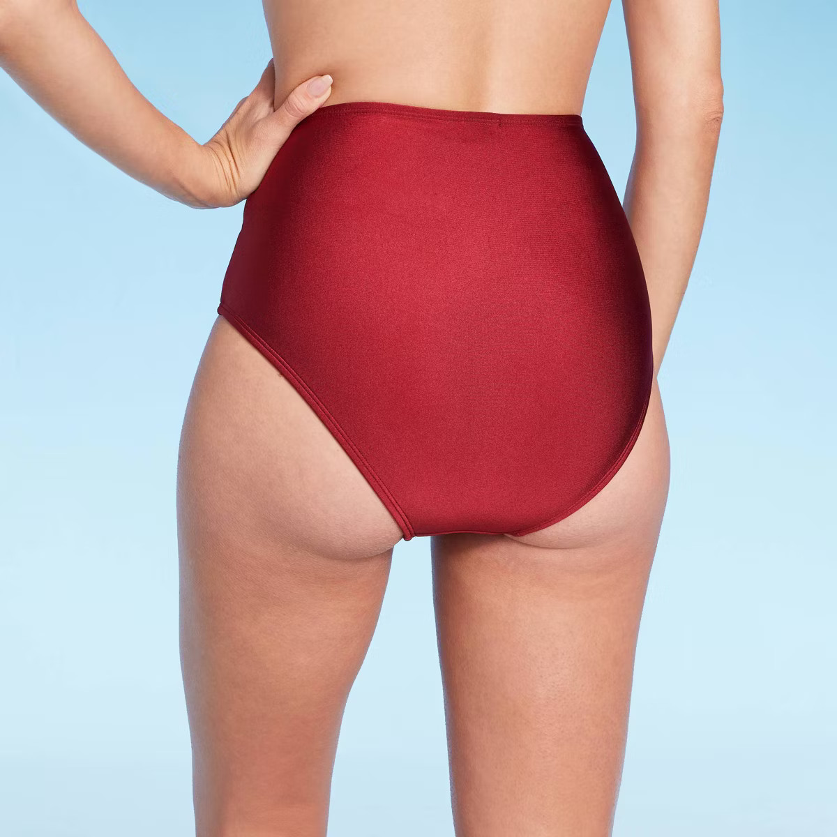Women's High Waist Shirred Front Bikini Bottom - Shade & Shore™ Red Shine S | Target