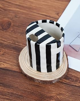 Coffee Mug Espresso Cup 10oz Ceramic Coffee Mugs Porcelain Coffee Cup Hand-Painted Striped Art Mu... | Amazon (US)