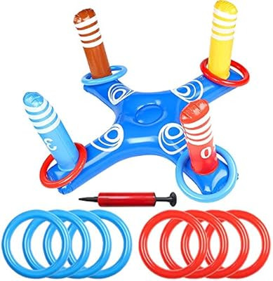 Pool Toys Kit, Pool Games for Adults and Family, Inflatable Ring Toss with 8 Pcs Floating Ring an... | Amazon (US)