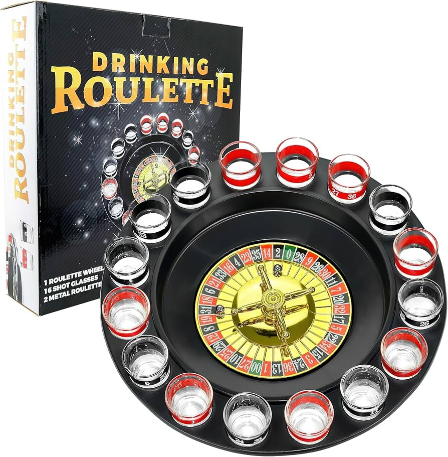 Shot Glass Roulette Drinking Game – 16-Piece Red/Black Set with 2 Metal Balls, Fun Adult Party ... | Amazon (US)