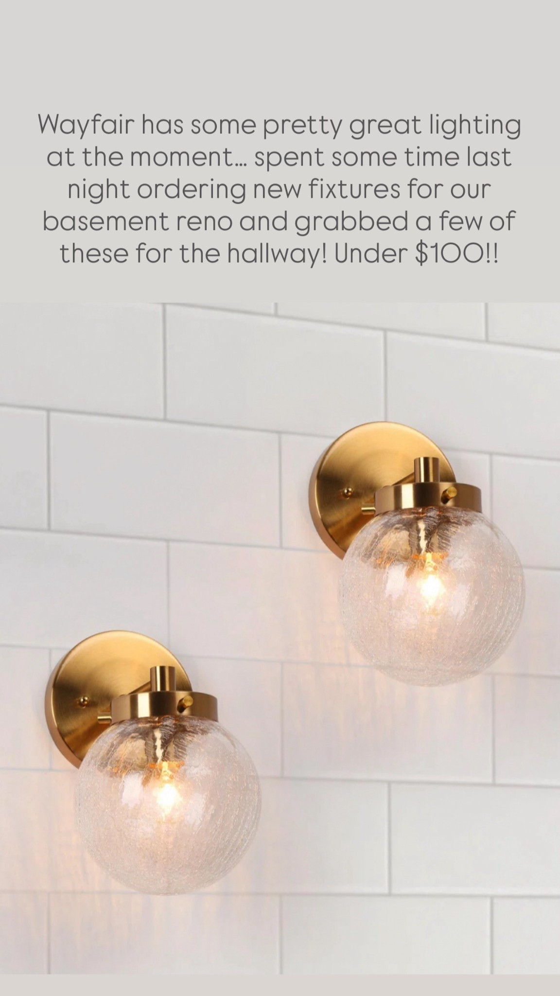 Wayfair has some pretty great lighting at the moment… spent some time last night ordering new fixtures for our basement reno and grabbed a few of these gorgeous sconces for the hallway! Under $100!!

#LTKStyleTip #LTKFindsUnder100 #LTKHome