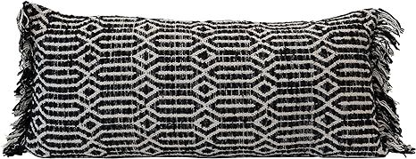 Bloomingville Woven Cotton Lumbar Abstract Pattern, Black & White Pillow | Amazon (US)