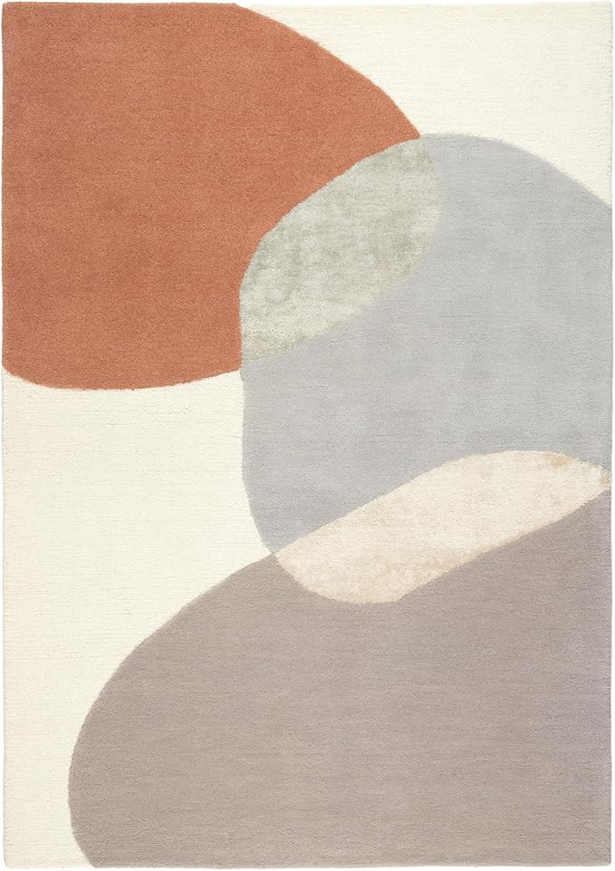TOWN & COUNTRY LUXE Olso Abstract Colorblock Handcrafted Wool Area Rug, Beige/Rust/Grey, 8"x10" | Amazon (US)
