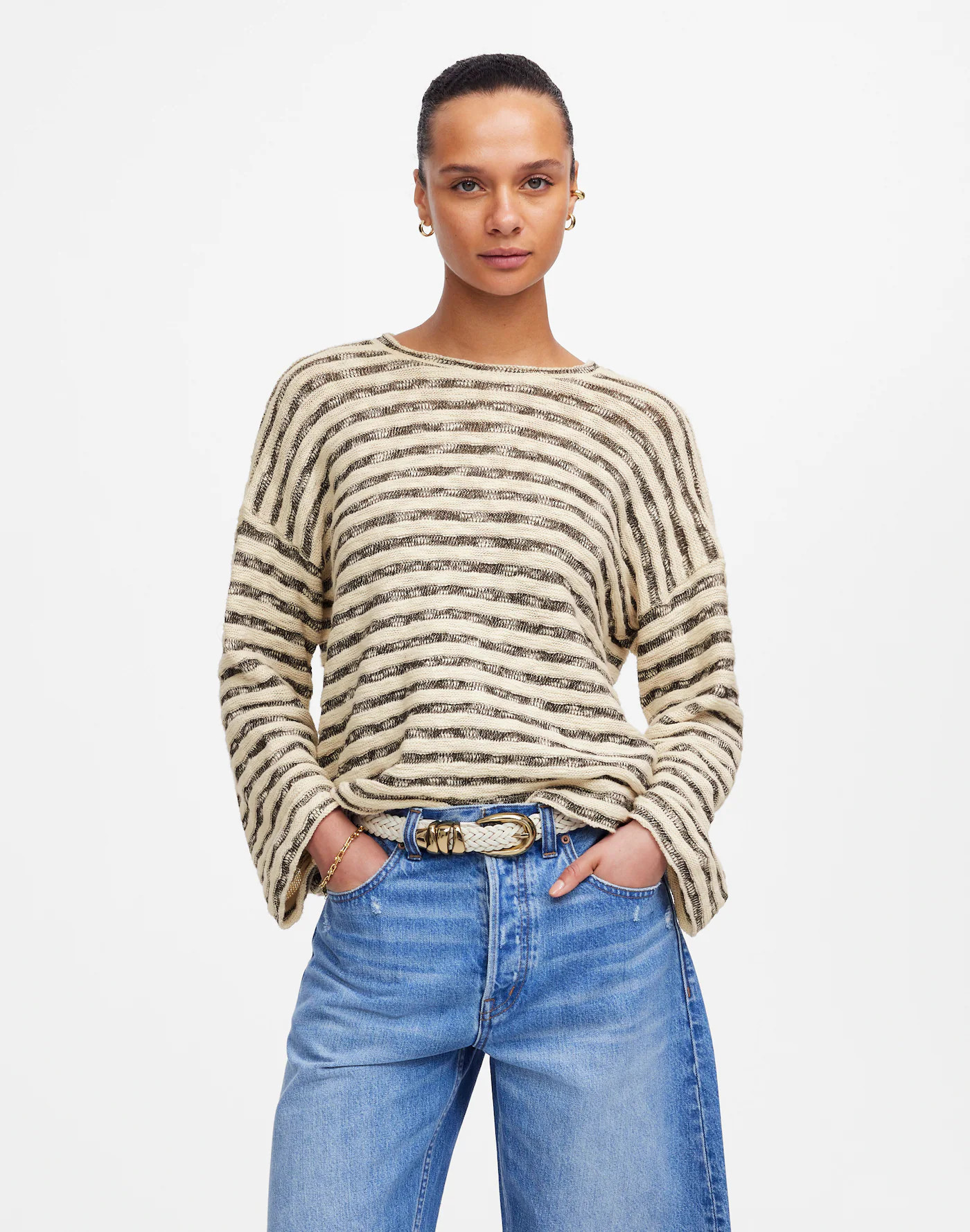 Crewneck Long-Sleeve Knit Tee in Stripe | Madewell | Madewell