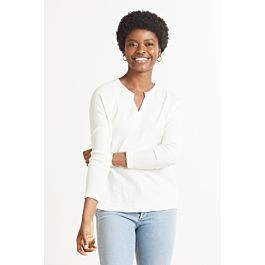 BOBI Waffle Split Neck Pullover | EVEREVE | Evereve