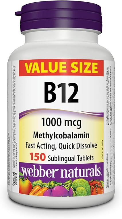 Webber Naturals Vitamin B12 1000 mcg, Quick Dissolve, 150 Tablets, Supports Energy Production and... | Amazon (CA)