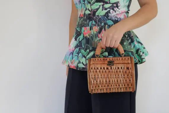 Wicker purse, wicker bag, wicker handbag, panier en osier, panier rond, cesta de mimbre, Weidenkorb, | Etsy (US)