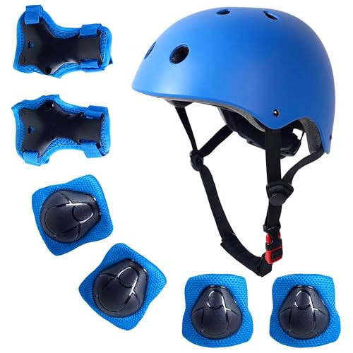 RoyalBaby Kids Helmet and Pads Set for Kids 3-5 Years, Adjustable Protective Gear with Elbow and Knee Pads for Multi-Sports, Three Colors Available | Amazon (US)