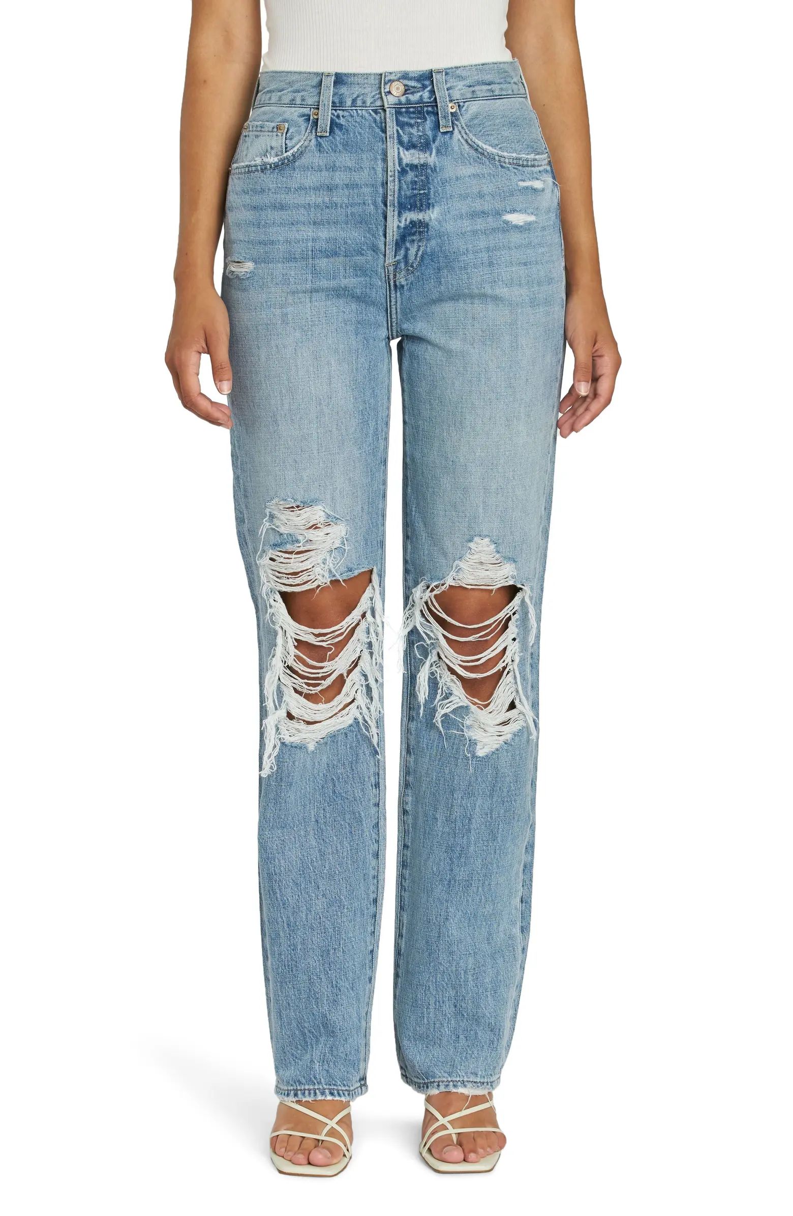 Cassie Ripped Super High Waist Straight Leg Jeans | Nordstrom Rack