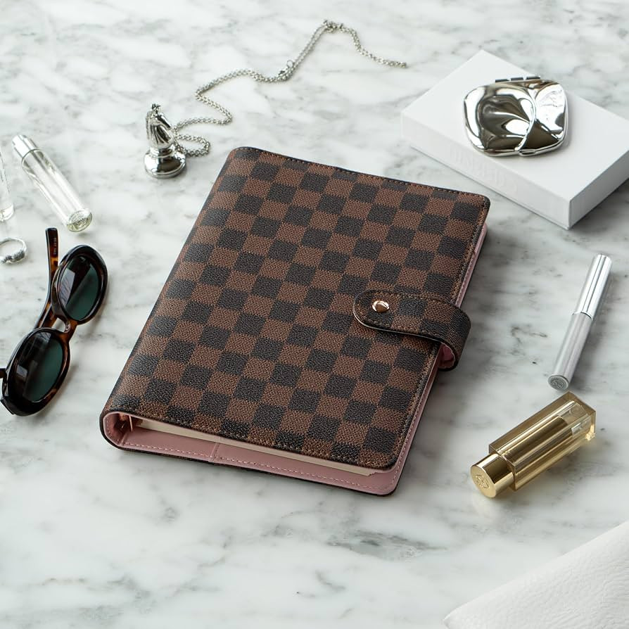 DAILY RITMO\u2122 PU Checkered Leather A5 Six Ring Binder Planner Cover with 160 Pages of Daily T... | Amazon (US)
