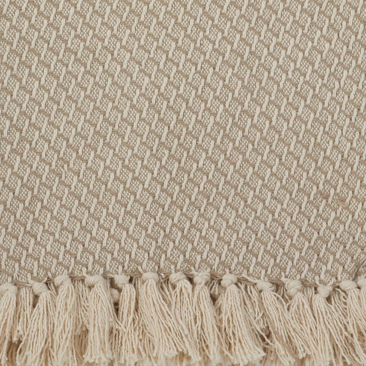 50"x60" Classic Tassel Trim Throw Blanket Beige - Saro Lifestyle: Cotton, Mid-Century Modern, Mac... | Target
